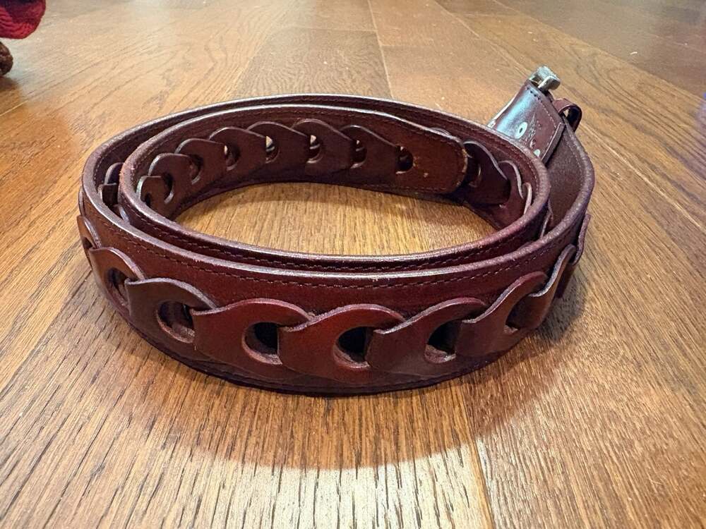 Brown Linked Leather Belt Women's Size 34 Made In Mexico